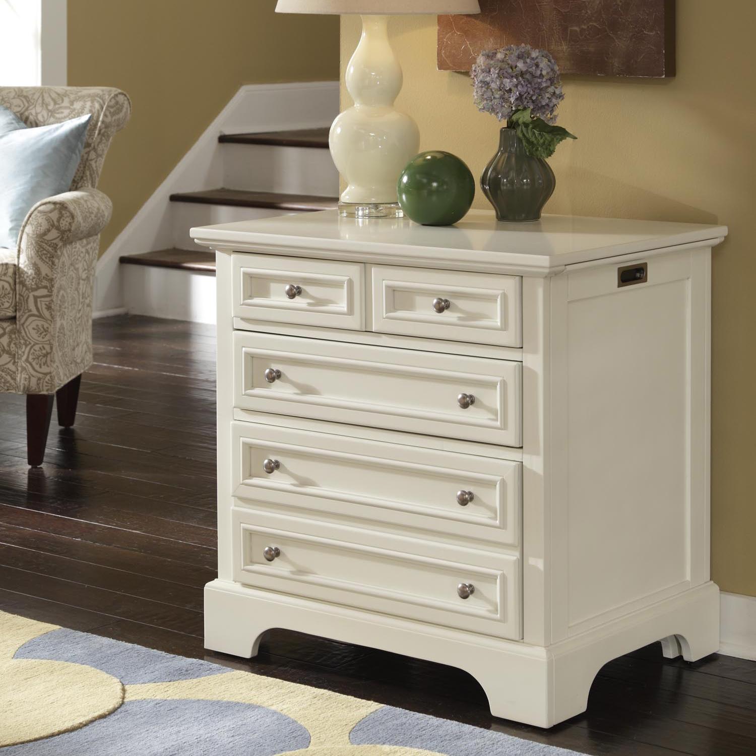 Home Styles Naples White Expandable Desk with Brushed Nickel Hardware